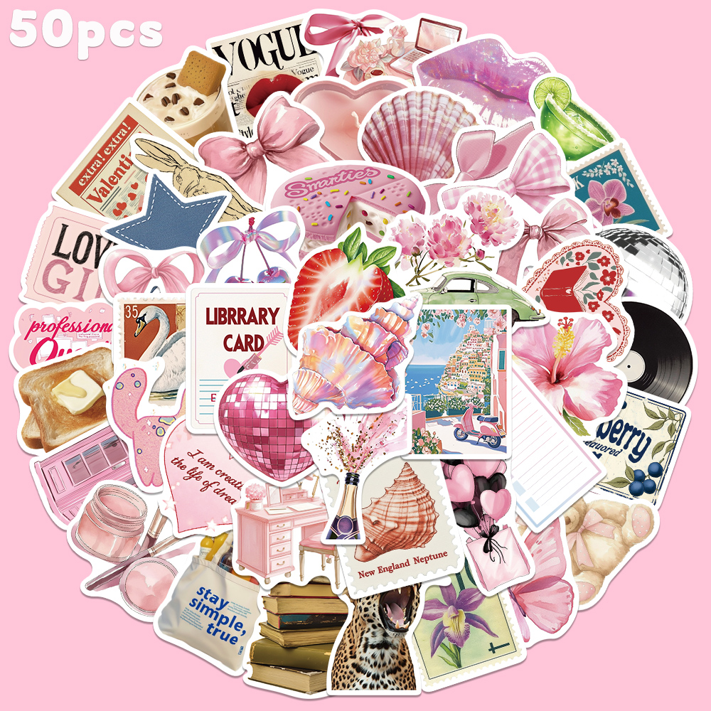Home Decor Wall Panels - 50pcs Pink Bow Sticker Fashion Cute