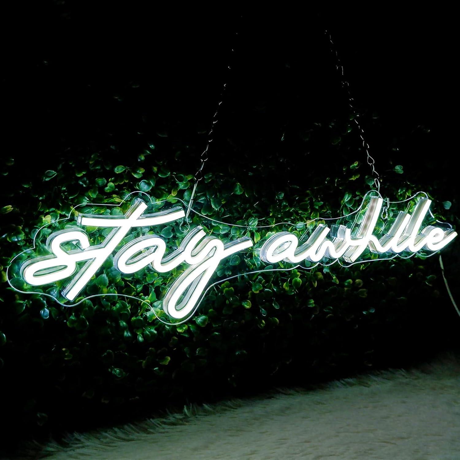 Home Decor Wall Art - Stay Awhile Neon Signs USB Dimmable