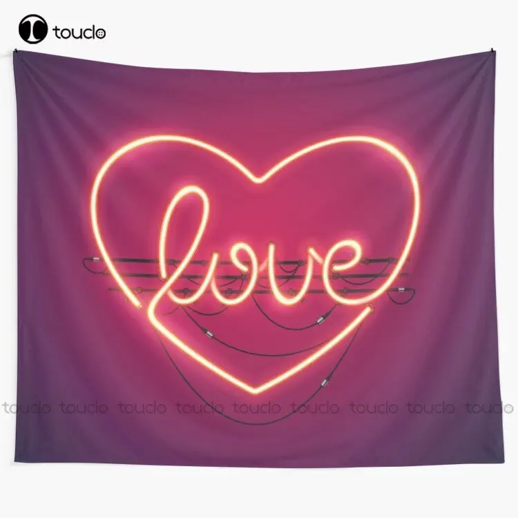 Home Decor Website Free - New Love Heart Neon Sign Tapestry