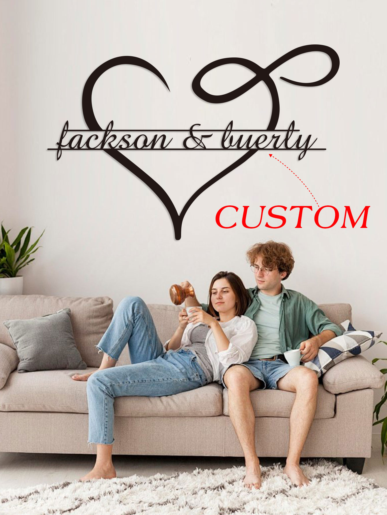 Home Decor Wall Art - Custom Reusable Pre-pasted Metal Heart-Shaped Art