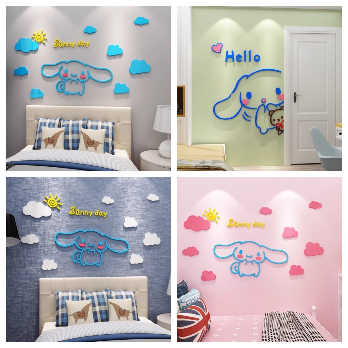 Home Decor Wall Stickers - Sanrio Stickers Acrylic Layout 3D Stereo