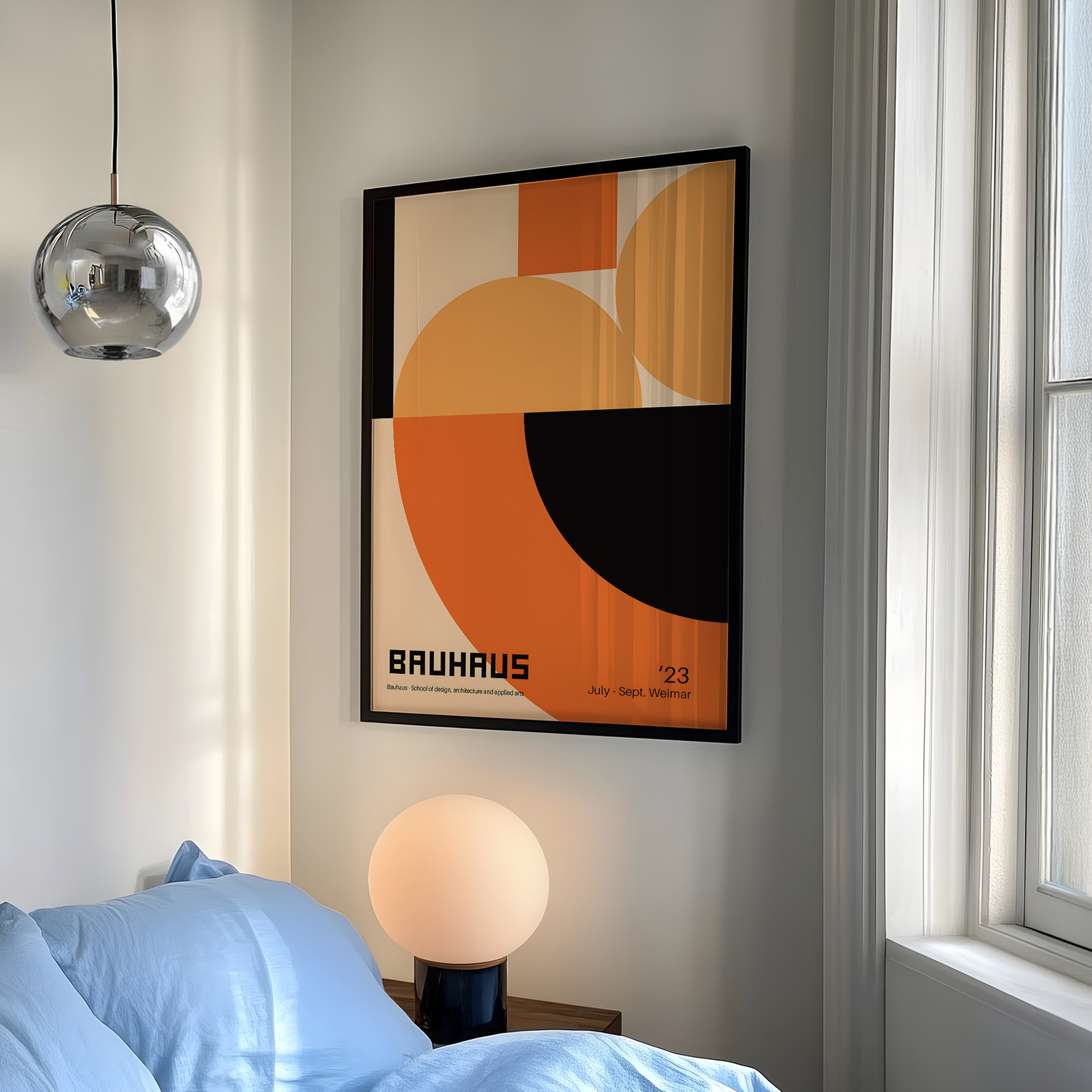 Home Decor On Wall - Modern Geometry Bauhaus School Orange Wall