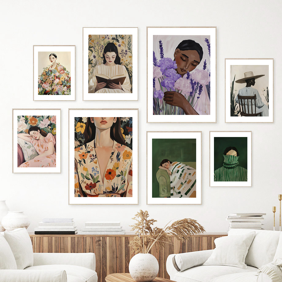 Home Decor Japandi - Woman Minimalist Woman Portrait Art Fashion