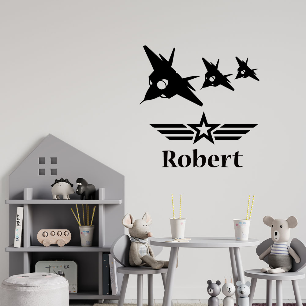 Home Decor Wall Stickers - 1PC Cartoon Airplane Customizable Name Home