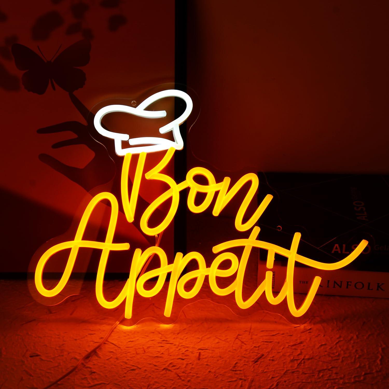 Home Decor Wall Art - Bon Appetit Chef Hat Neon Sign