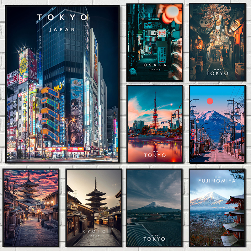 Home Decor Japandi - Vintage Japan Tokyo Japanese City Landscape