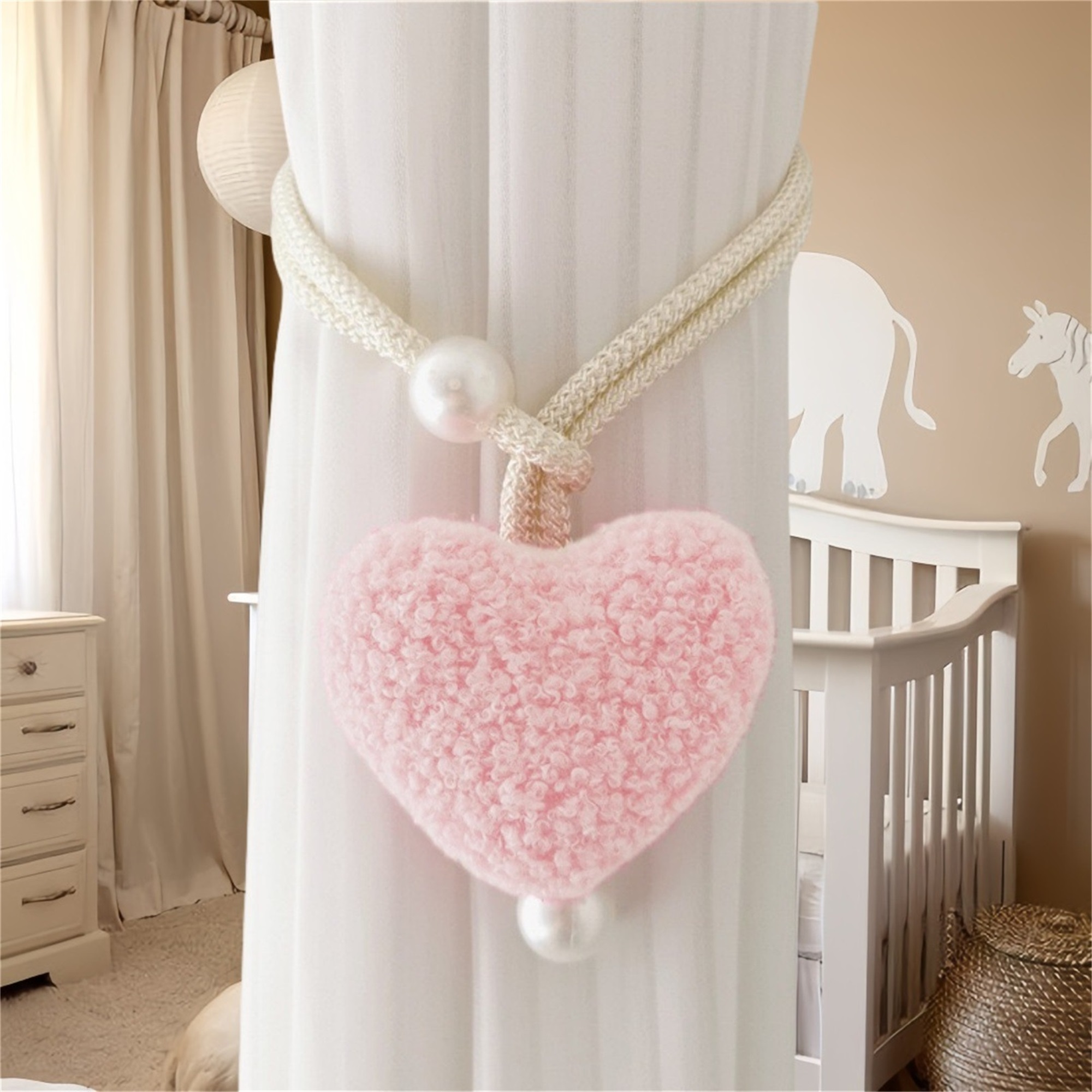 Yarn Home Decor - Heart Shaped Curtain Tiebacks Set of