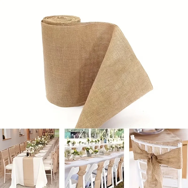 Linen Table Runner - Natural Beige Burlap Roll 30cmx10m -