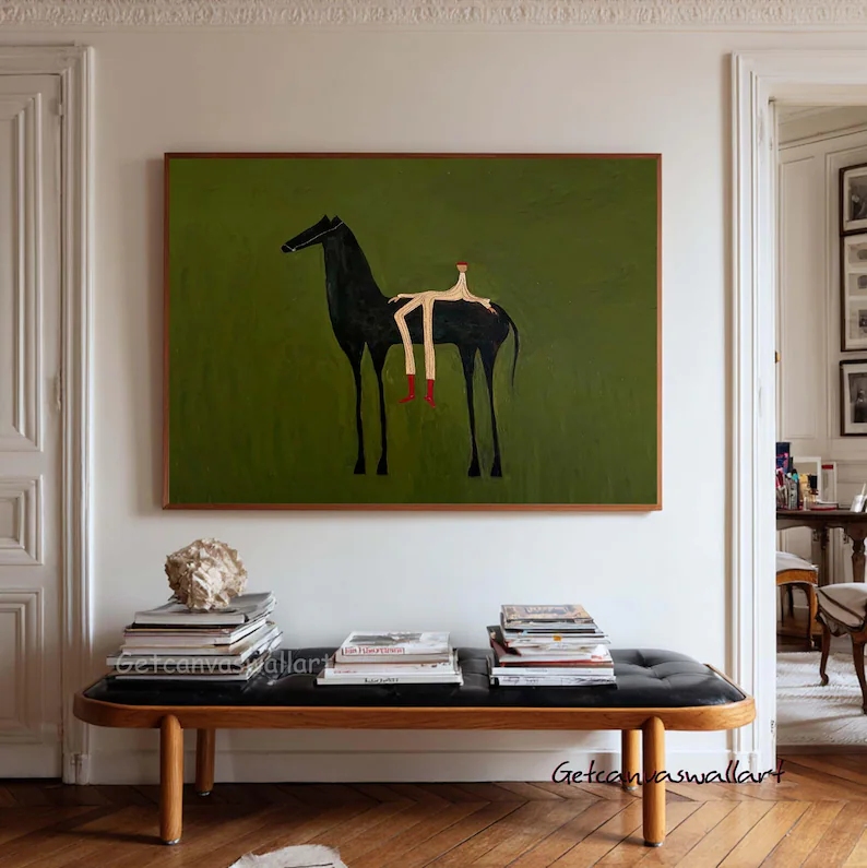 Home Decor On Wall - Modern Abstract Western Horse & Figure