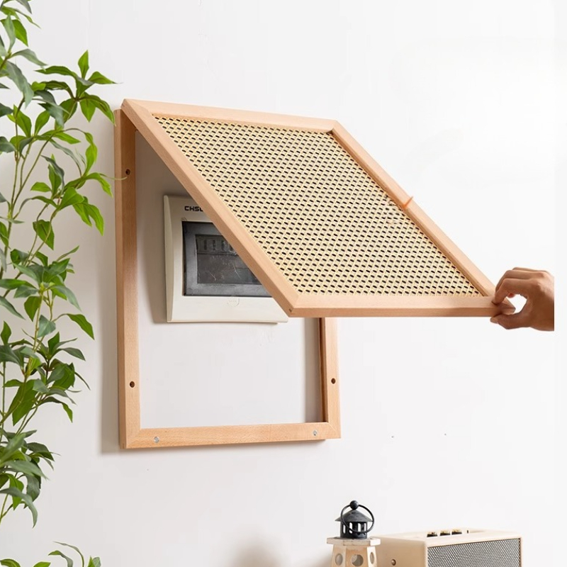 Home Decor On Wall - Wood Woven Rattan Electrical Box Cover