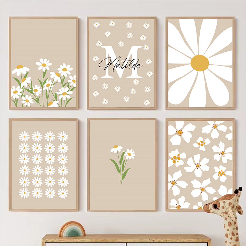 White Flower Daisy Poster Wall - Home Decor Japandi reseña y precio