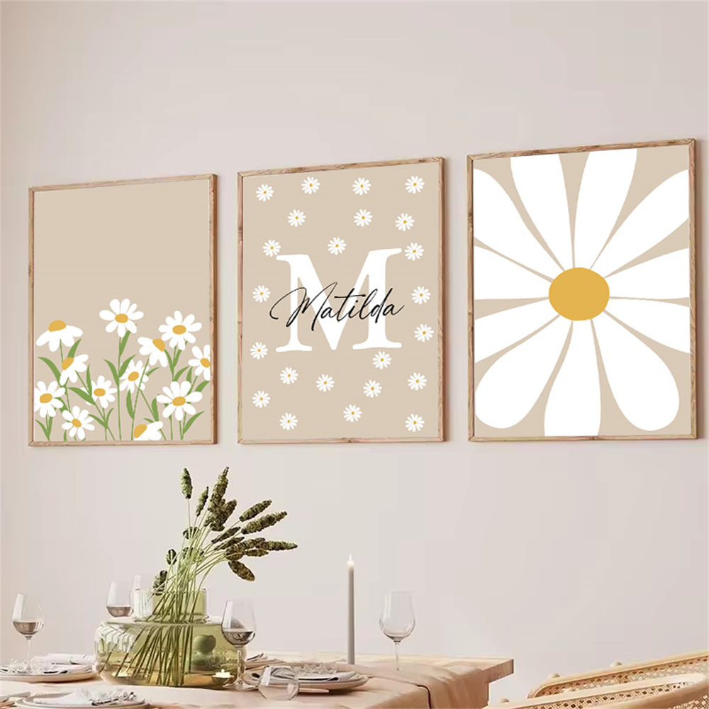 White Flower Daisy Poster Wall - Home Decor Japandi reseña y precio