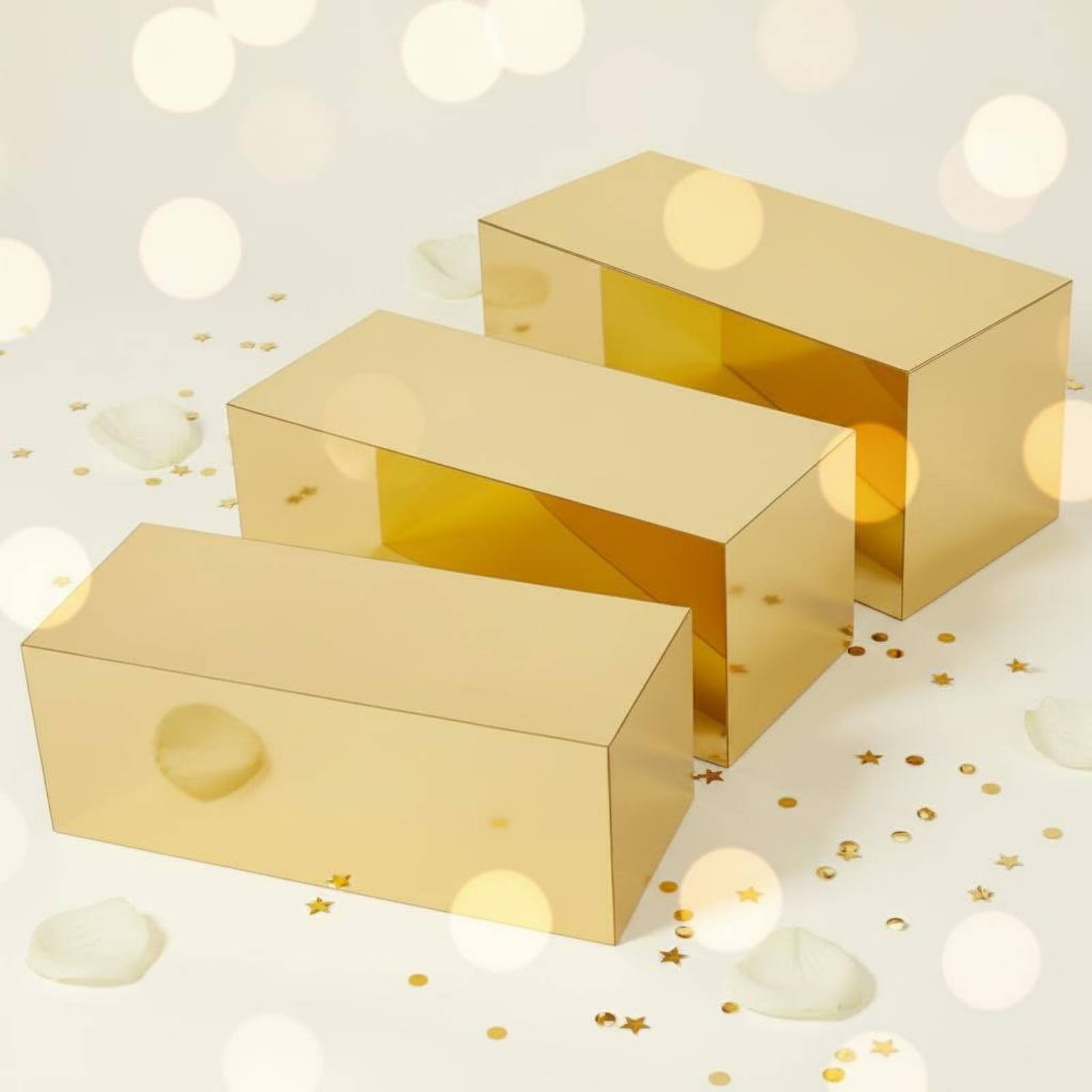 3 Pieces Gold Acrylic Display  - Home Decor Gold reseña y precio