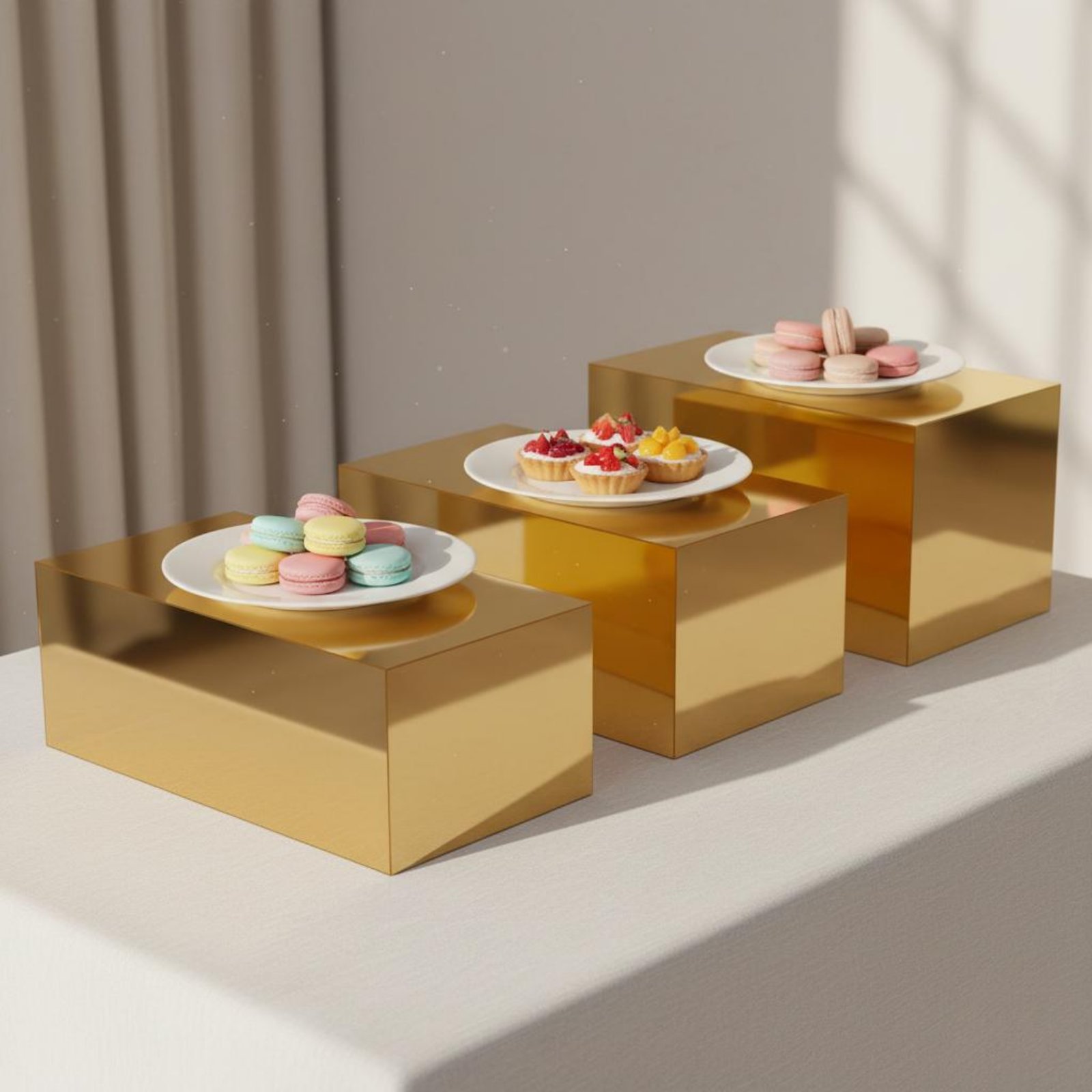 3 Pieces Gold Acrylic Display  - Home Decor Gold reseña y precio