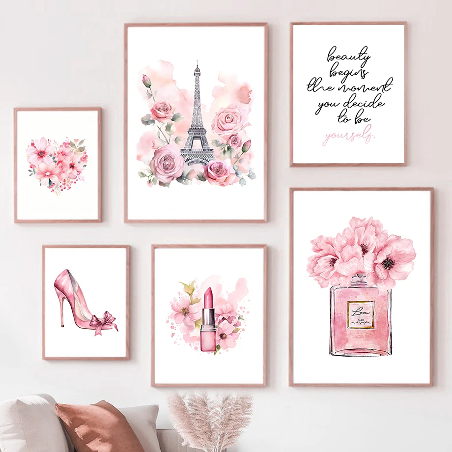 Paris Fashion Art Poster Pink  - Home Decor Japandi reseña y precio