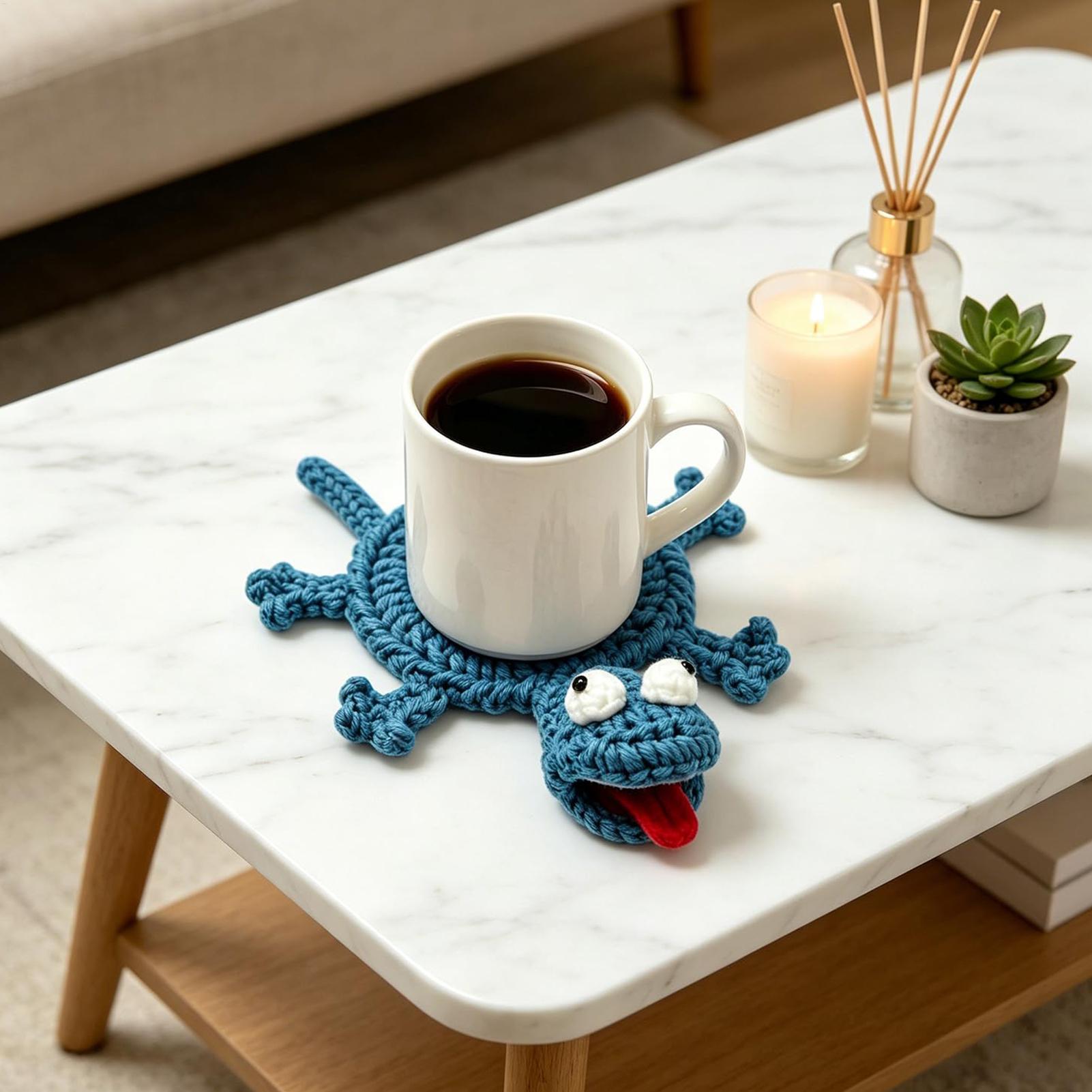 Lizard Shape Crochet Coaster Y - Yarn Home Decor reseña y precio