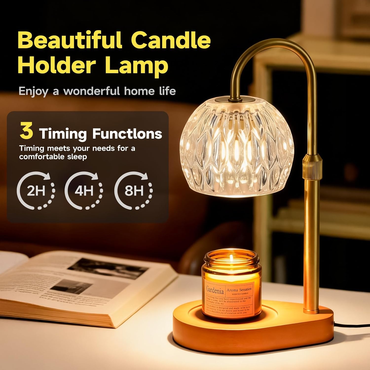 Candle Warmer Lamp with Crysta - Home Decor Gold reseña y precio