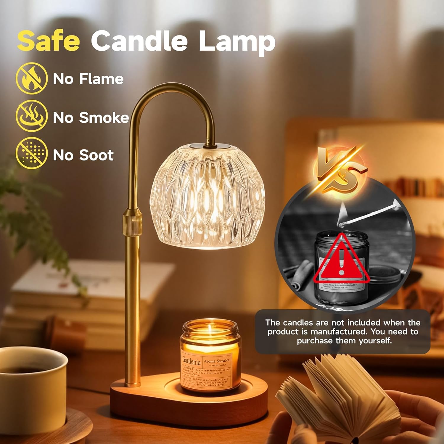 Candle Warmer Lamp with Crysta - Home Decor Gold reseña y precio