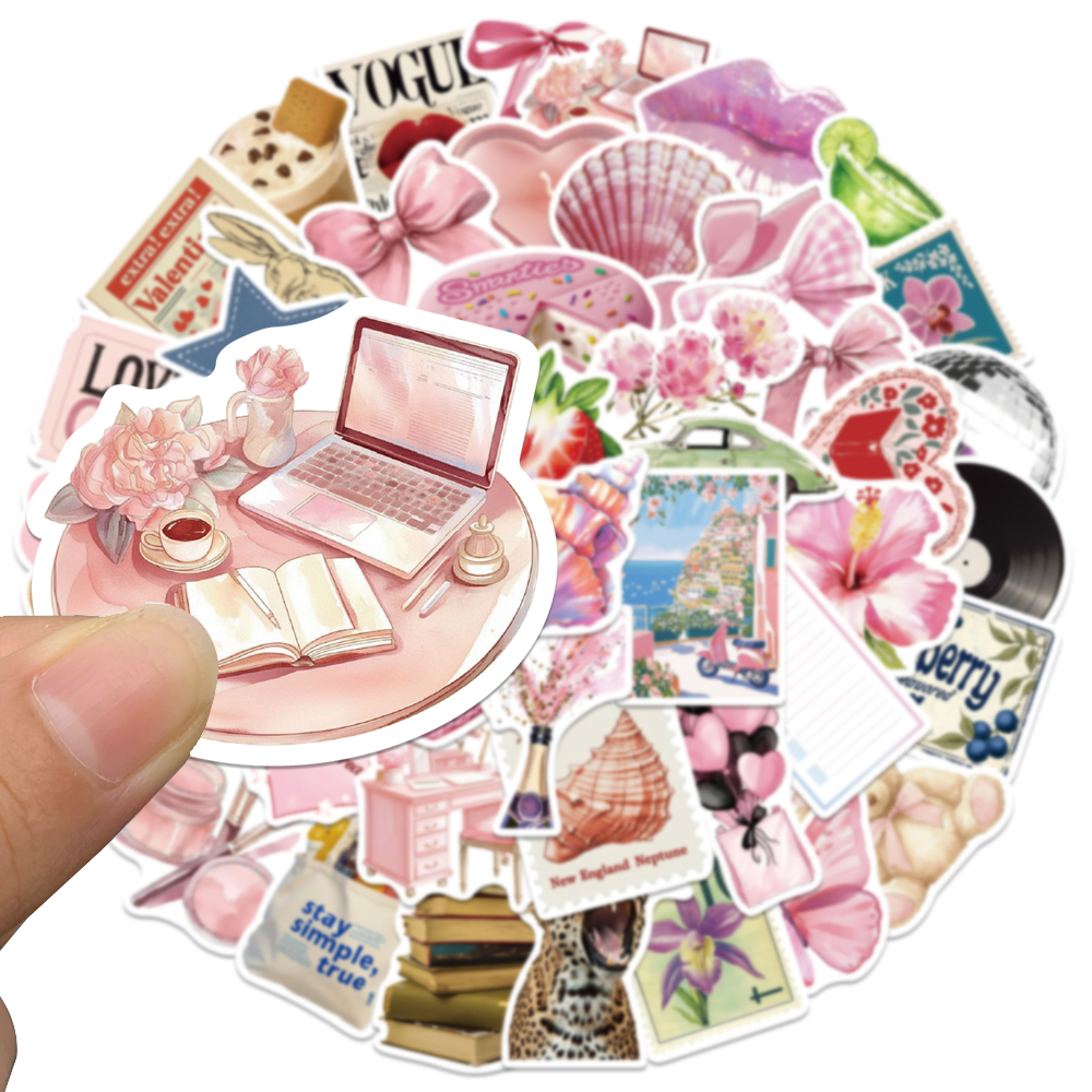 50pcs Pink Bow Sticker Fashion - Home Decor Wall Panels reseña y precio