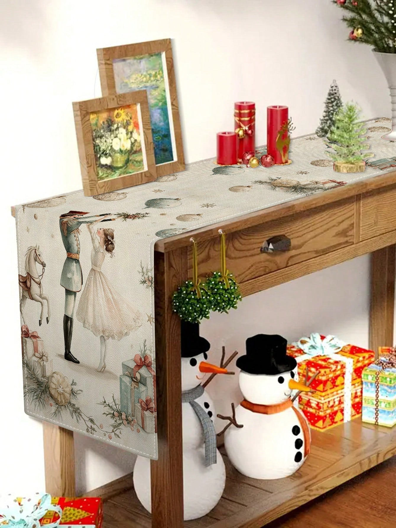 1pc Christmas Nutcracker & Bal - Linen Table Runner reseña y precio