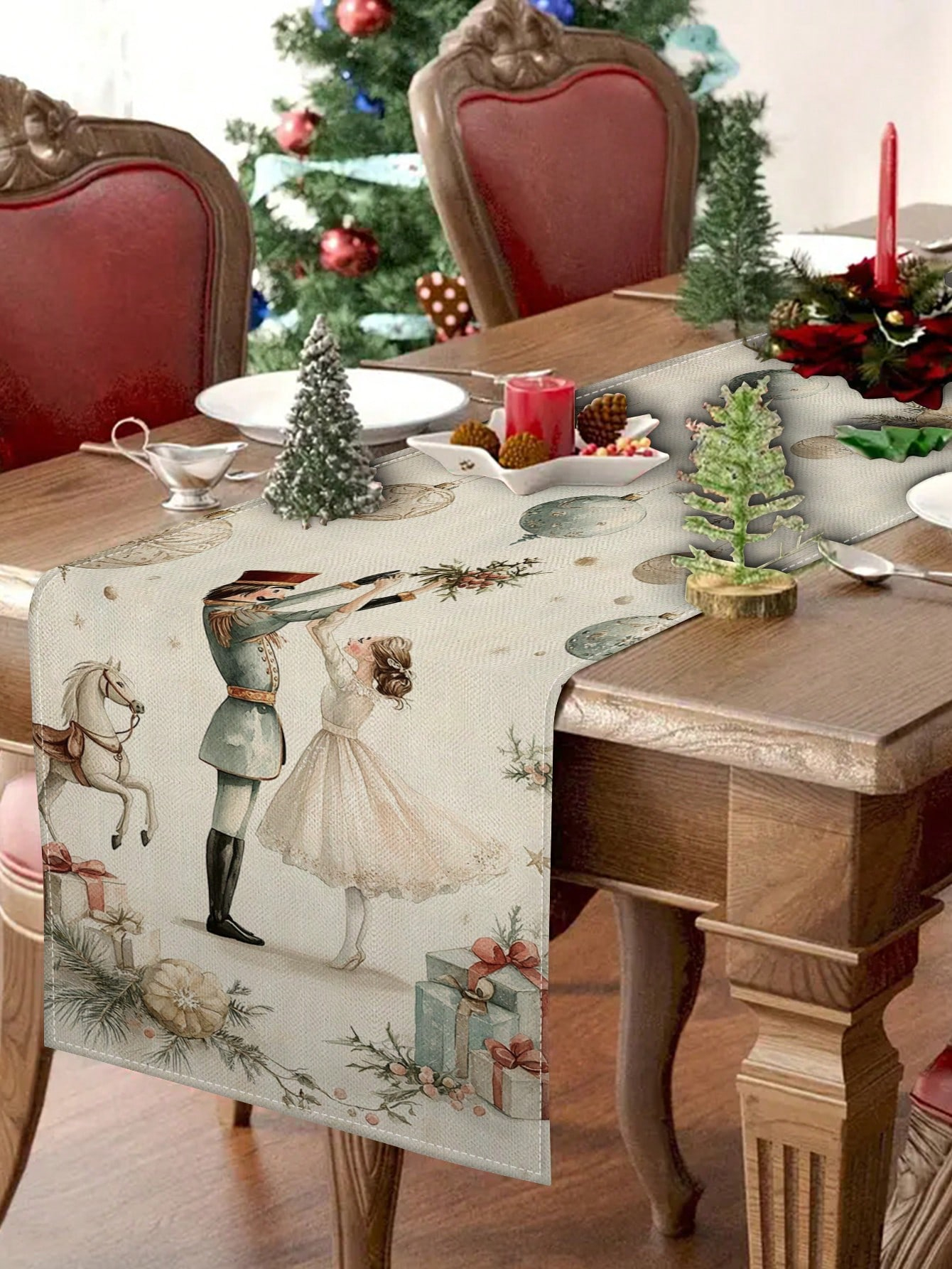 1pc Christmas Nutcracker & Bal - Linen Table Runner reseña y precio
