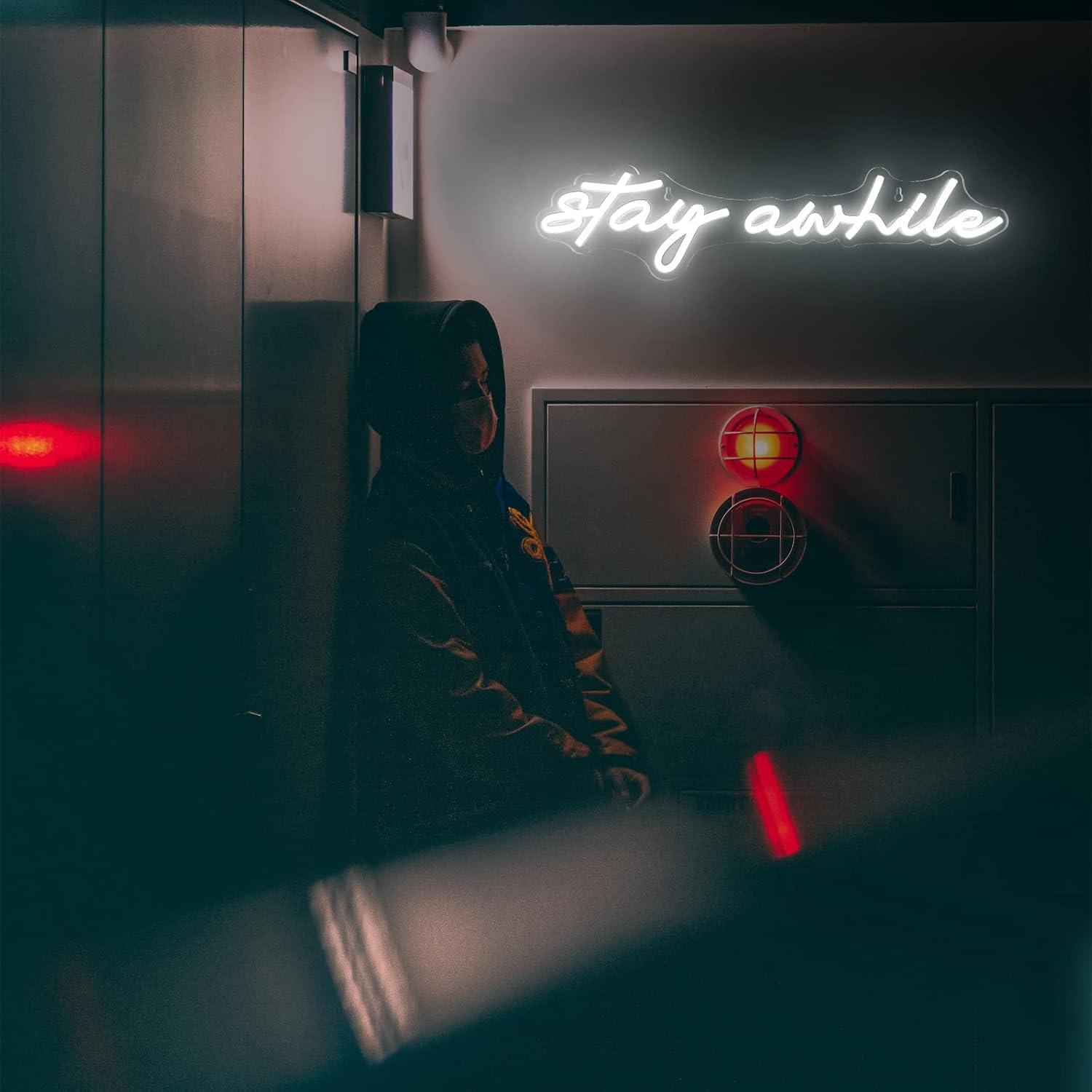 Stay Awhile Neon Signs USB Dim - Home Decor Wall Art reseña y precio