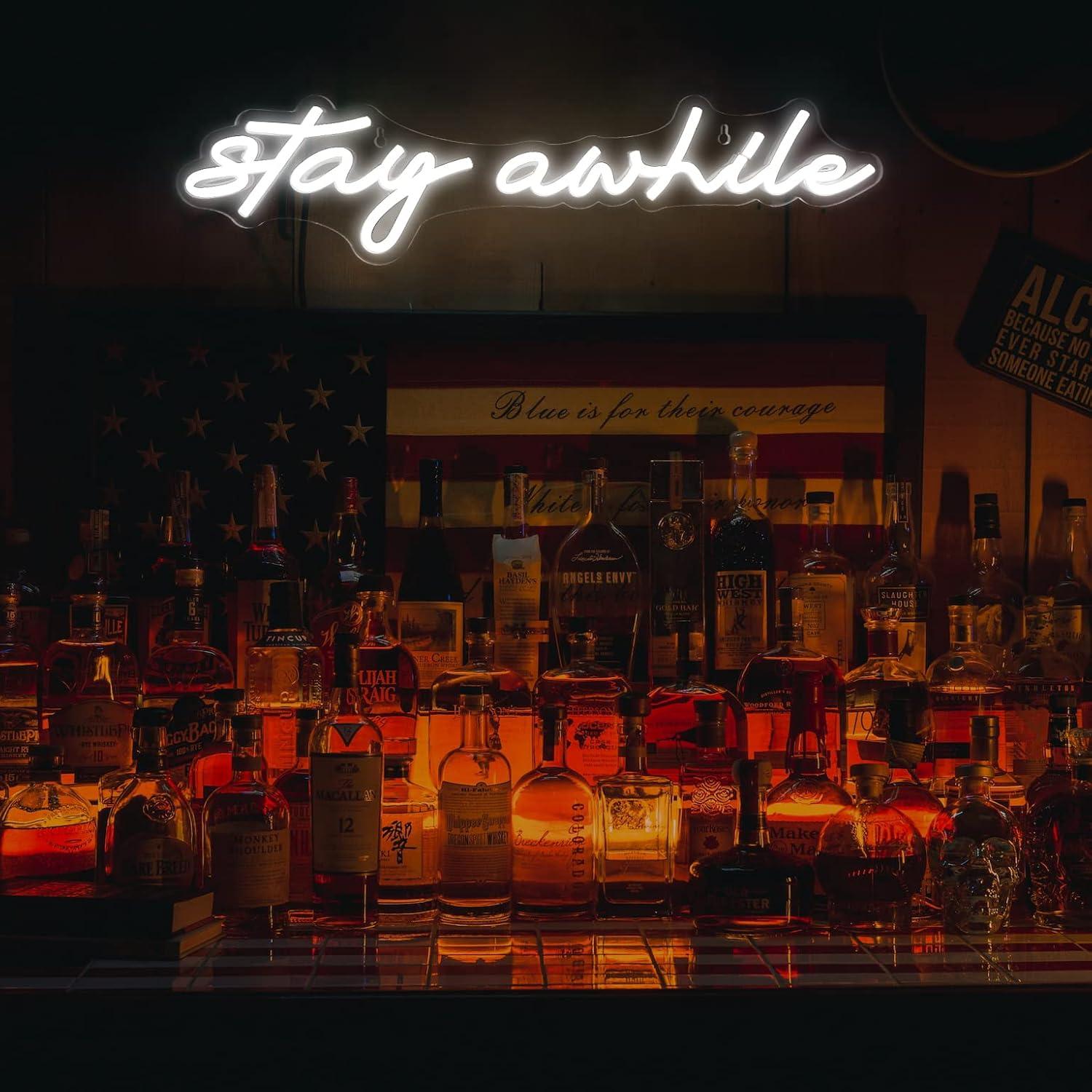 Stay Awhile Neon Signs USB Dim - Home Decor Wall Art reseña y precio