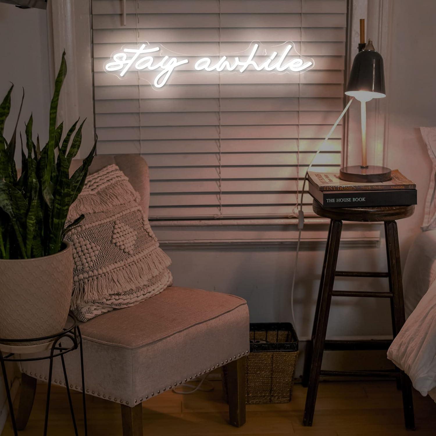 Stay Awhile Neon Signs USB Dim - Home Decor Wall Art reseña y precio