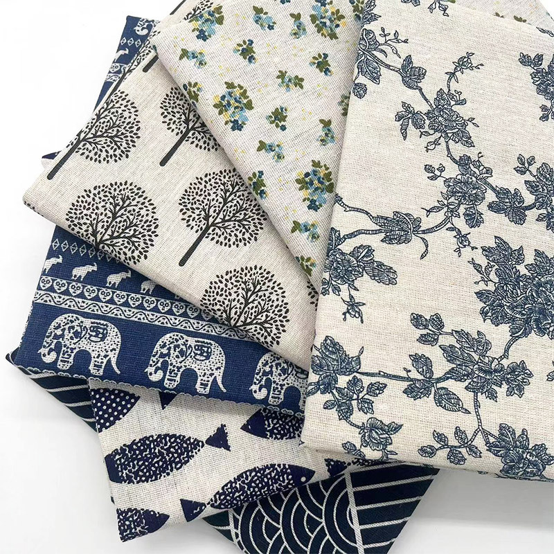 Vintage Blue Floral Cotton Lin - Linen Table Runner reseña y precio