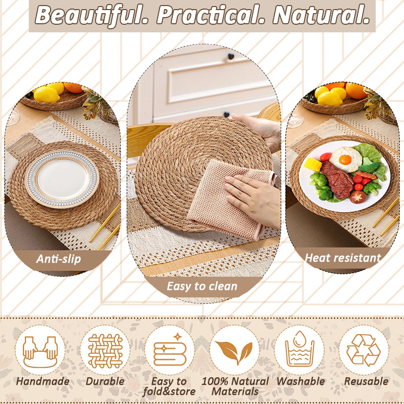 4/6/8 Sets Boho Dining Table D - Linen Table Runner reseña y precio