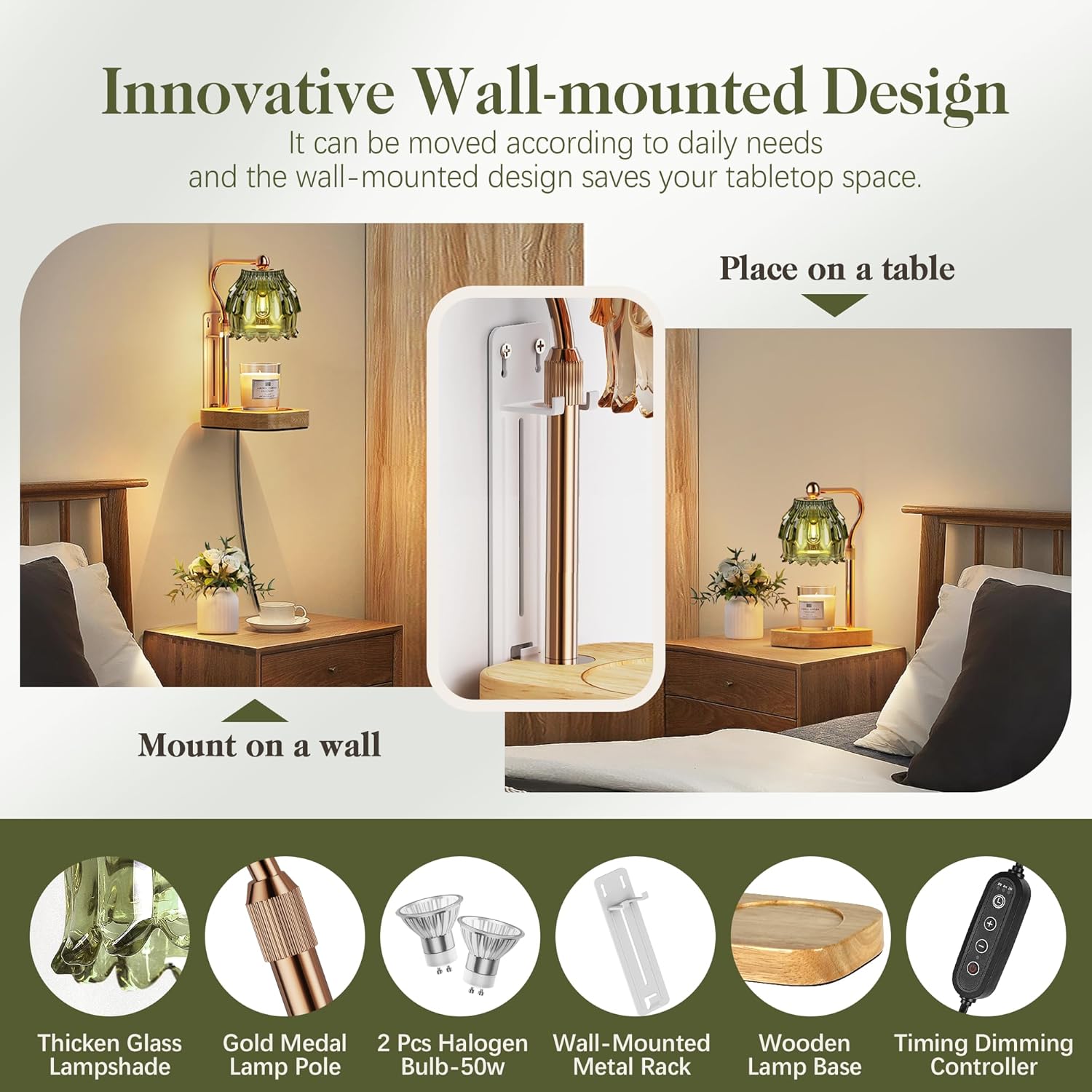 Candle Warmer Lamp With Timer  - Home Decor Gold reseña y precio