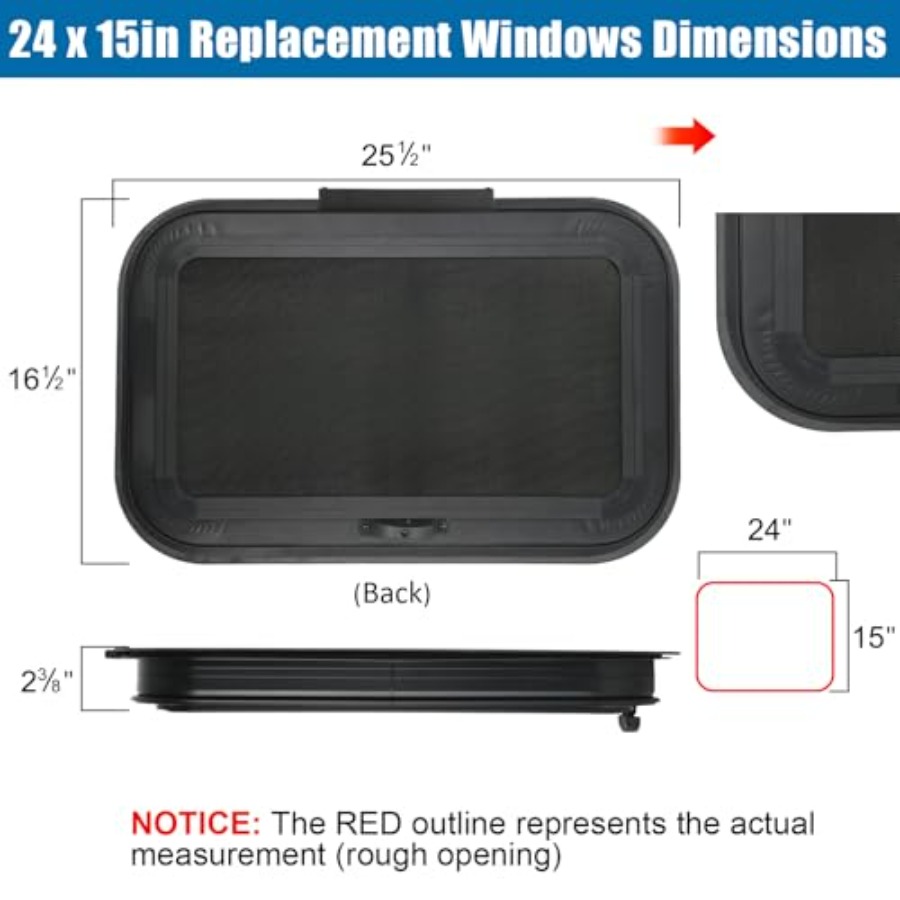 Frameless RV Window 24 W x 15  - H&M Home Decor reseña y precio