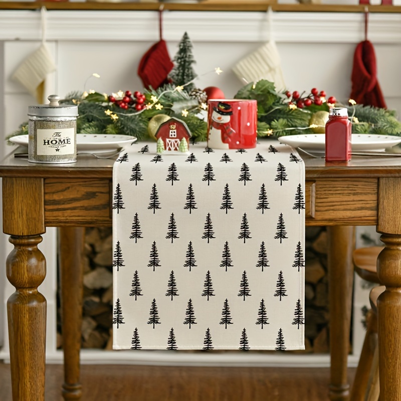 Simple Christmas Tree Table Ru - Linen Table Runner reseña y precio