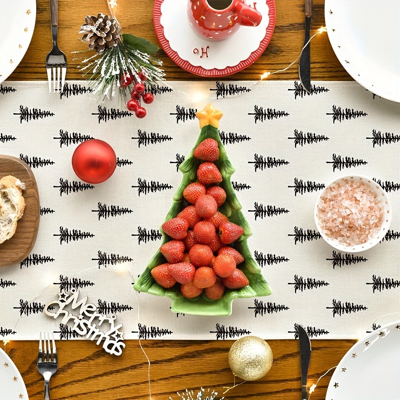Simple Christmas Tree Table Ru - Linen Table Runner reseña y precio