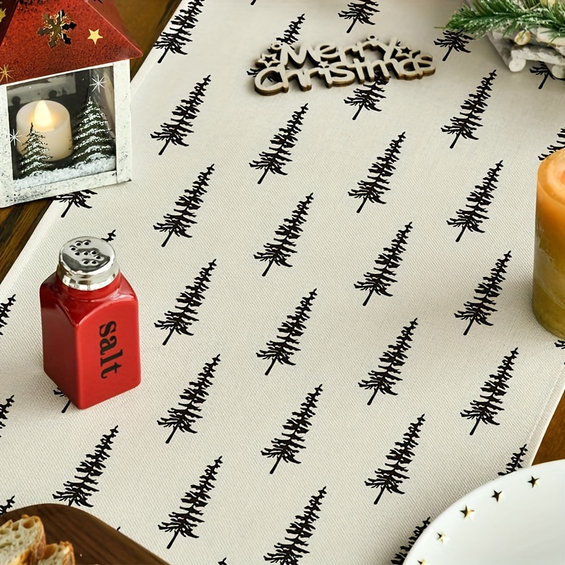 Simple Christmas Tree Table Ru - Linen Table Runner reseña y precio