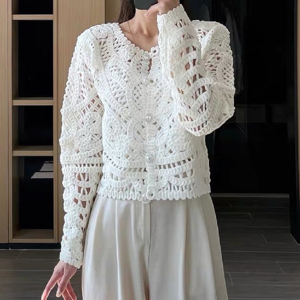 2025 White Hollow Out Hole Han - Yarn Home Decor reseña y precio