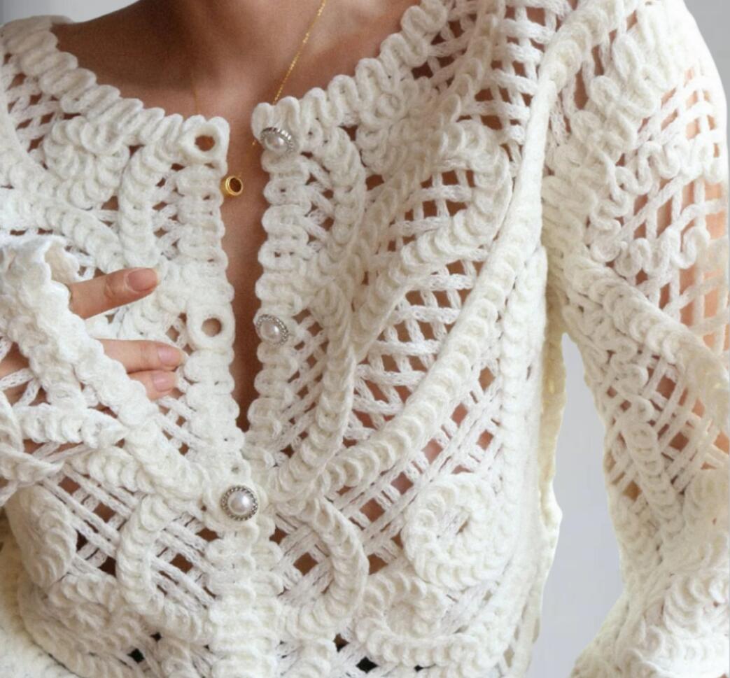 2025 White Hollow Out Hole Han - Yarn Home Decor reseña y precio
