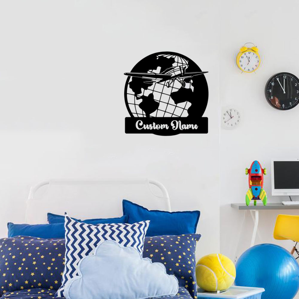 1PC Cute Earth Airplane Custom - Home Decor Wall Stickers reseña y precio