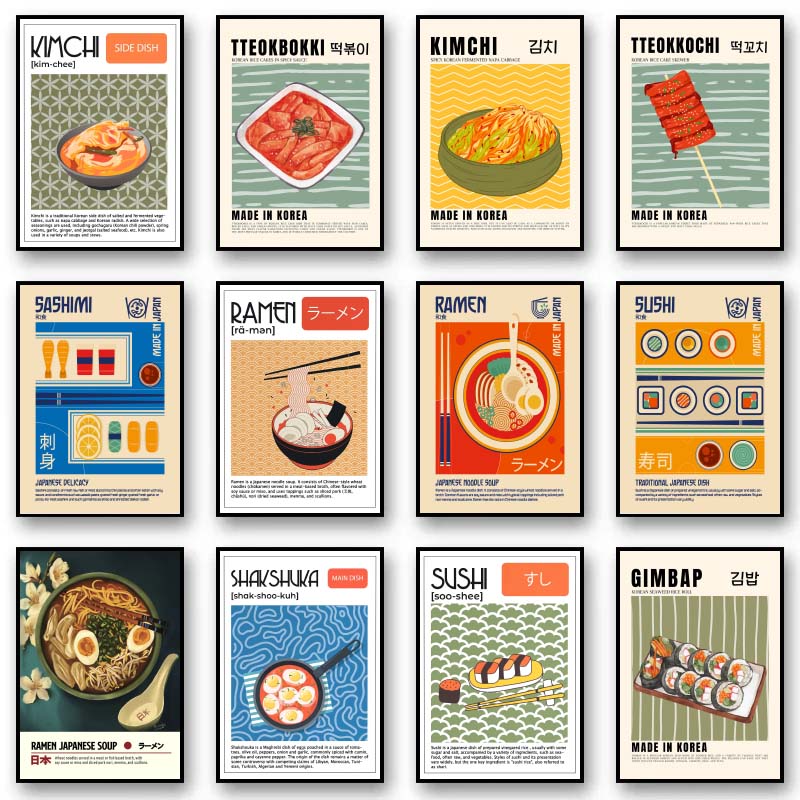 Asian Food Canvas Painting Pos - Home Decor Japandi reseña y precio