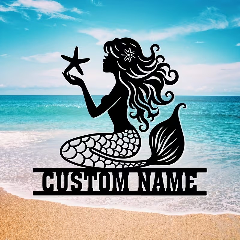 Personalized Mermaid Metal Wal - Home Decor Wall Art reseña y precio