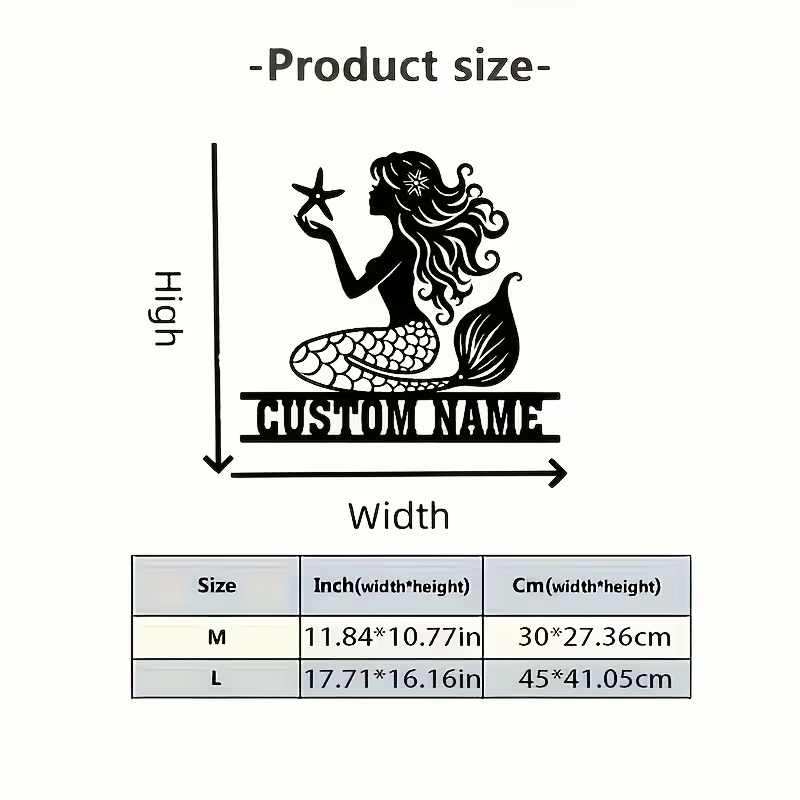 Personalized Mermaid Metal Wal - Home Decor Wall Art reseña y precio