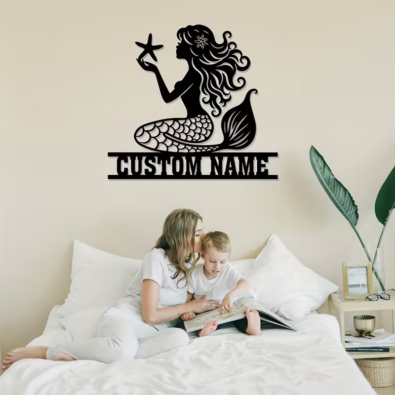 Personalized Mermaid Metal Wal - Home Decor Wall Art reseña y precio