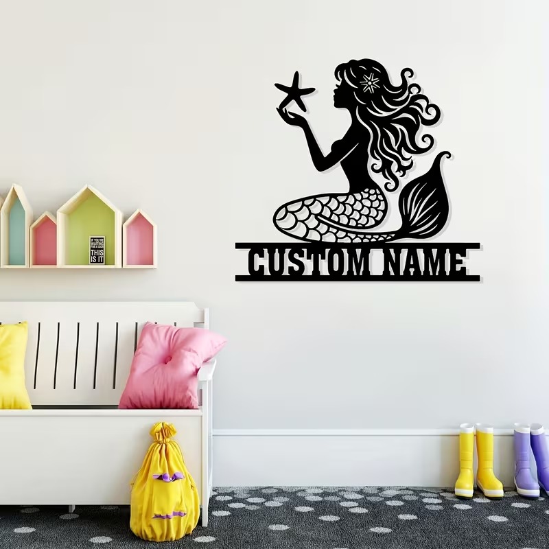 Personalized Mermaid Metal Wal - Home Decor Wall Art reseña y precio