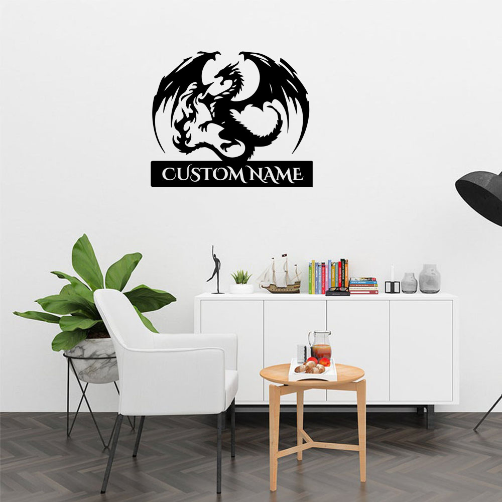 1PC Cute Dragon Custom Text Na - Home Decor Wall Stickers reseña y precio