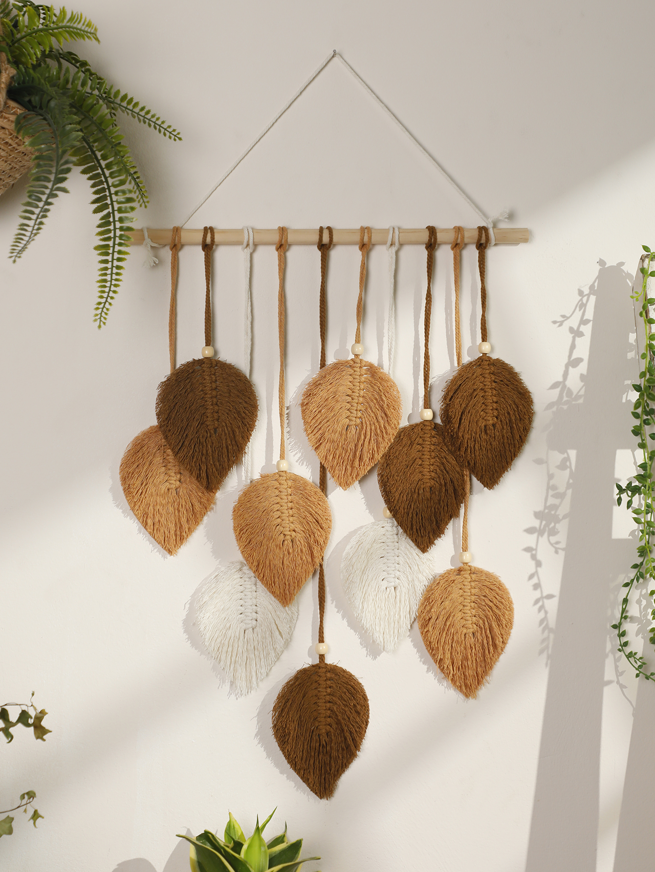 Leaf Macrame Tapestry Brown Gr - Yarn Home Decor reseña y precio