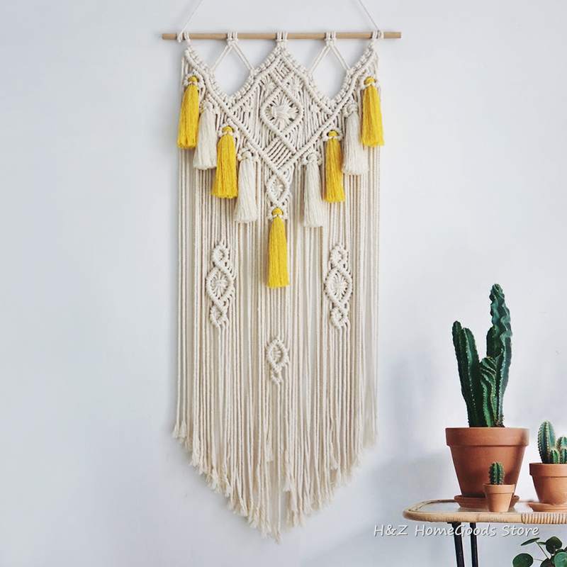 Macrame Wall Hanging Woven Tap - Yarn Home Decor reseña y precio