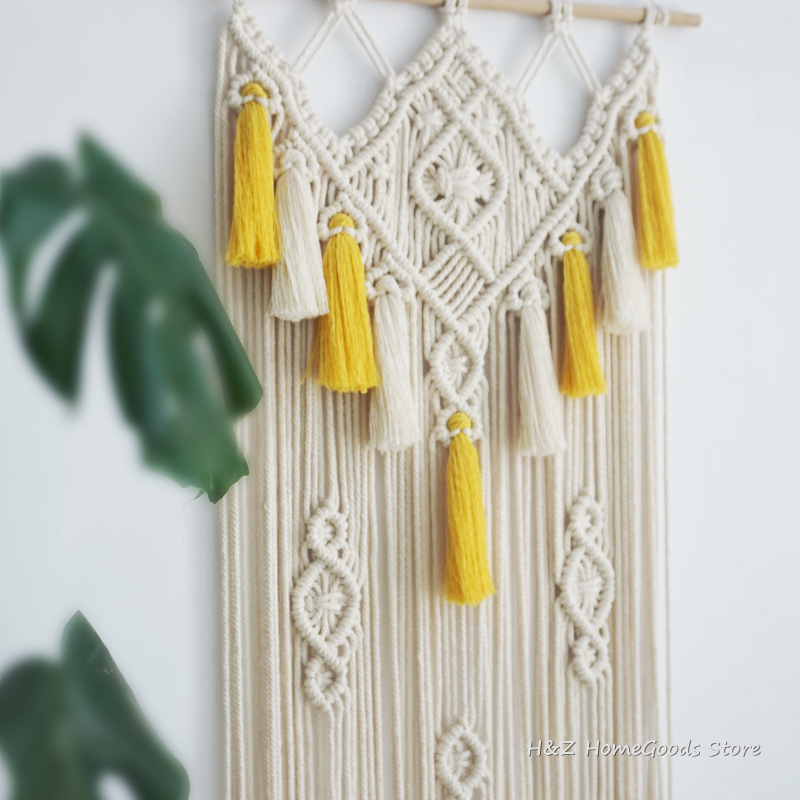 Macrame Wall Hanging Woven Tap - Yarn Home Decor reseña y precio