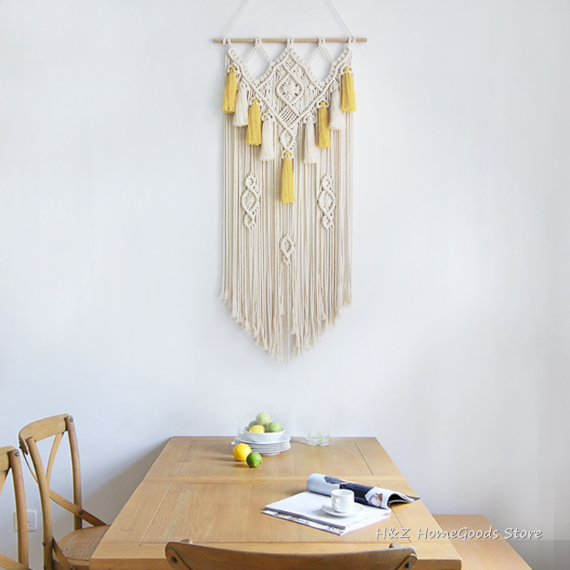 Macrame Wall Hanging Woven Tap - Yarn Home Decor reseña y precio