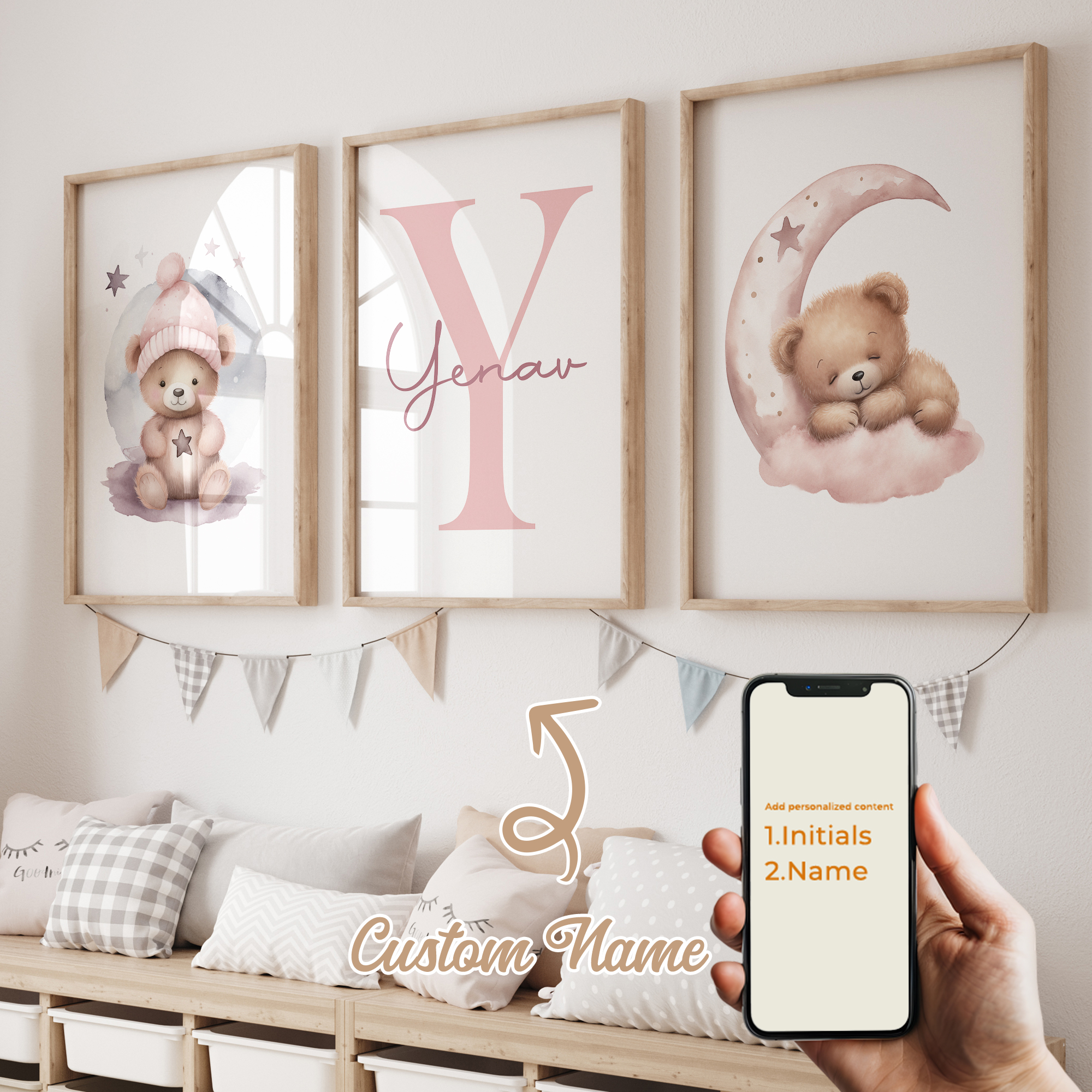 3pcs Personalized Custom Name  - Home Decor On Wall reseña y precio