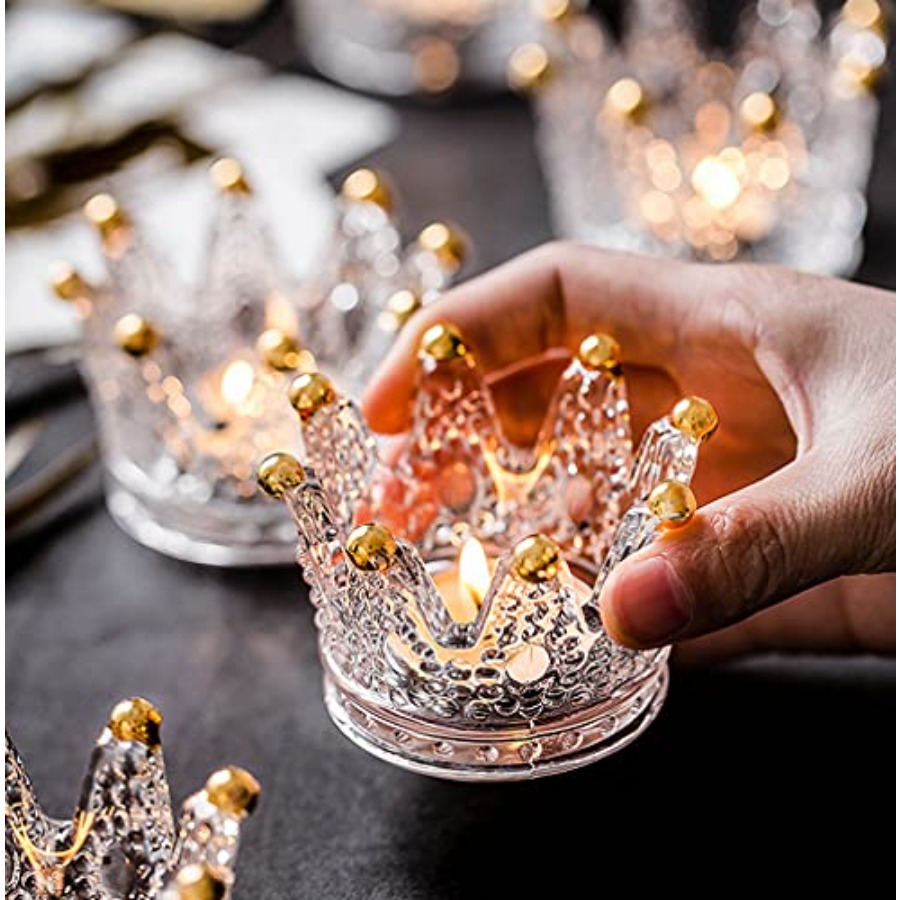 Crown Glass Tealight Candle Ho - Home Decor Gold reseña y precio